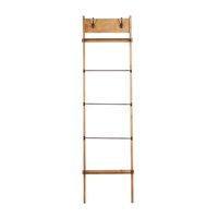 Wooden Leaning Ladder with Hooks