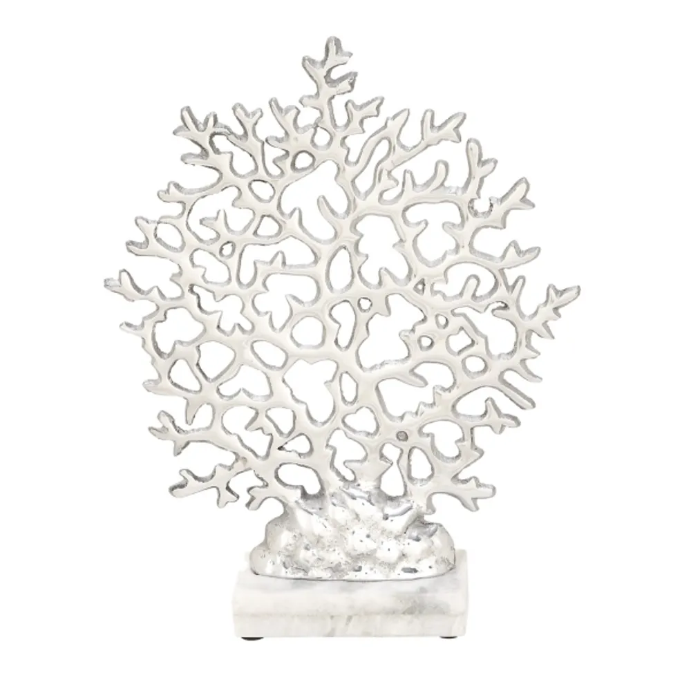 Silver Aluminum and Marble Coral Statuary