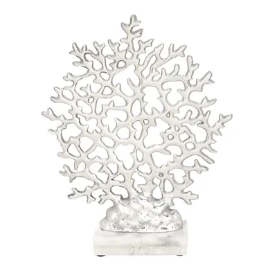 Silver Aluminum and Marble Coral Statuary