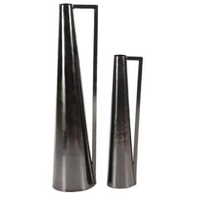 Black Metal Glam Vases, Set of 2
