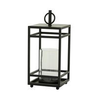 Modern Vintage Black Iron Framed Lantern, 18 in.