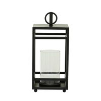 Modern Vintage Black Iron Framed Lantern, 18 in.