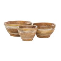 Brown Mango Wood Bowls, Set of 3