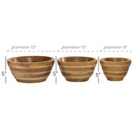 Brown Mango Wood Bowls, Set of 3