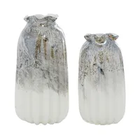 Glazed Gray Glass Vases, Set of 2