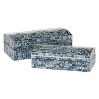 Blue Mother of Pearl Coastal Boxes, Set of 2