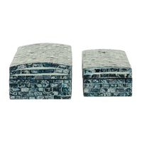 Blue Mother of Pearl Coastal Boxes, Set of 2