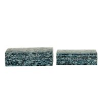 Blue Mother of Pearl Coastal Boxes, Set of 2