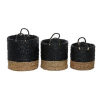 Black Sea Grass Baskets, Set of 3