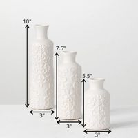 White Embossed Scrolling 3-pc. Vase Set