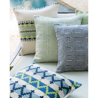 Aquamarine Woven Geometric Outdoor Throw Pillow