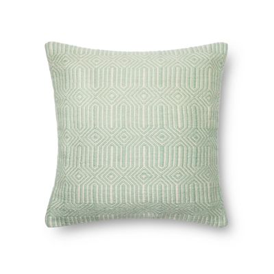 Aquamarine Woven Geometric Outdoor Throw Pillow