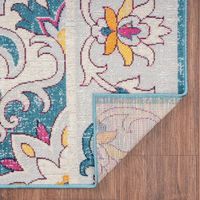 Blue Floral Medallion Outdoor Area Rug, 7x9