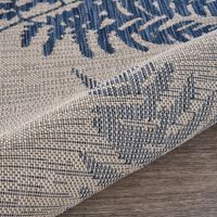 Gray and Navy Falling Ferns Outdoor Area Rug, 5x7