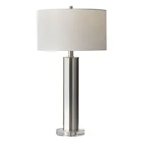 Brushed Steel Cylinder Table Lamp
