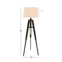 Industrial Tripod Wooden Floor Lamp