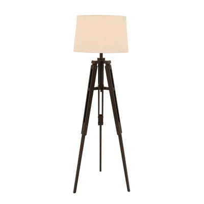 Industrial Tripod Wooden Floor Lamp