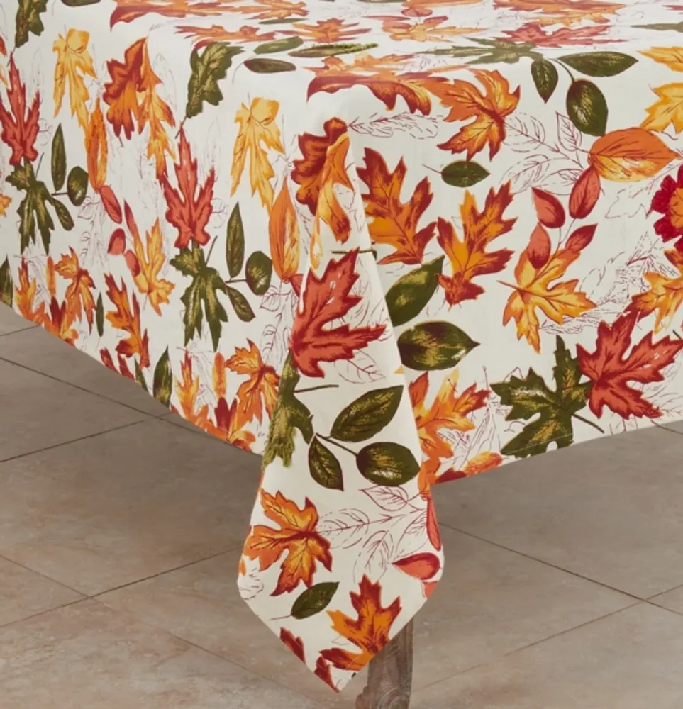 Autumn Foliage Outline Square Harvest Table Cloth