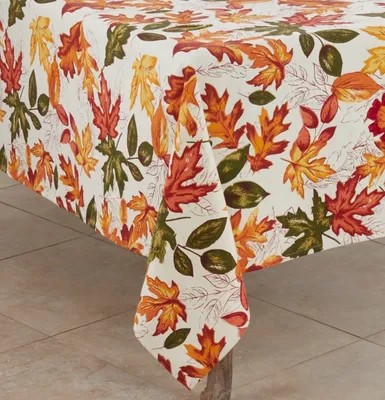 Autumn Foliage Outline Square Harvest Table Cloth