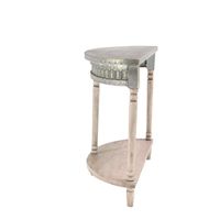 Beige Wood and Metal Half Moon Console Table