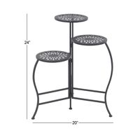 Black Metal Medallion 3-Tier Folding Plant Stand