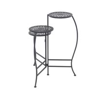 Black Metal Medallion 3-Tier Folding Plant Stand