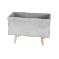 Light Gray Clay and Wooden Feet Planters, Set of 2