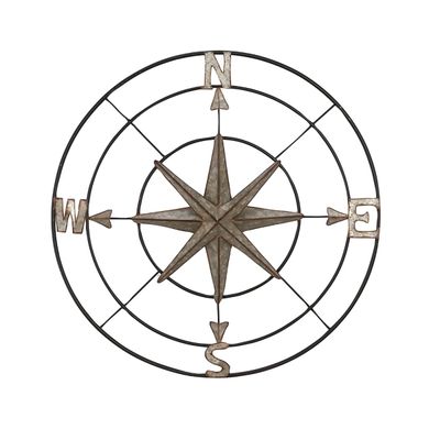 Silver Compass Rose Outdoor Plaque