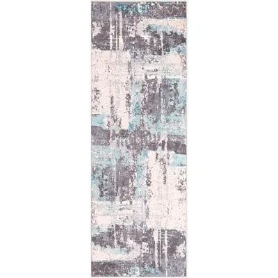 Charcoal and Indigo Abstract Floor Runner
