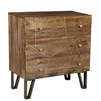 Natural Mango Wood Chest with Brass Inlay