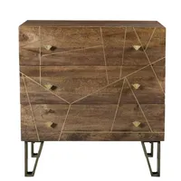 Natural Mango Wood Chest with Brass Inlay