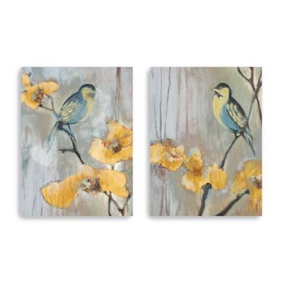 Bluebirds and Blossoms Canvas Art Prints, Set of 2