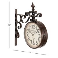 Black Iron Double Sided Scroll Wall Clock