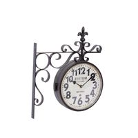 Black Iron Double Sided Scroll Wall Clock