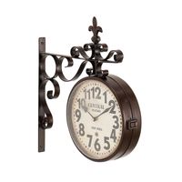 Black Iron Double Sided Scroll Wall Clock