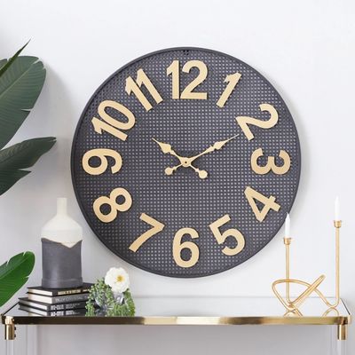 Matte Black Iron Wall Clock, 32 in.