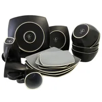 Matte Gray and Black 16-pc. Dinnerware Set