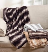 Gray Animal Print Faux Fur Throw