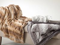 Gray Animal Print Faux Fur Throw