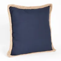 Blue Jute and Cotton Braided Pillow