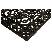 Black Scroll Border Rubber Doormat, 36x24