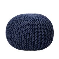 Navy Chain Knitted Round Pouf