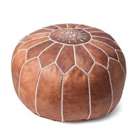 Camel Moroccan Leather Pouf