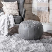 Smoke Moroccan Leather Pouf