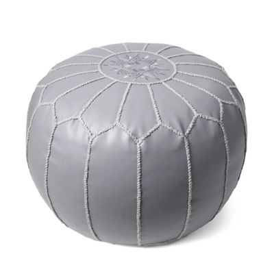 Smoke Moroccan Leather Pouf