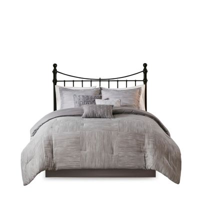 Gray Seersucker 7-pc. King Comforter Set