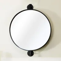 Black Metal Round Swivel Mirror