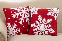 Red Background White Snowflakes Christmas Pillow