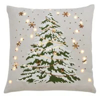 White Christmas Tree LED Square Pillow