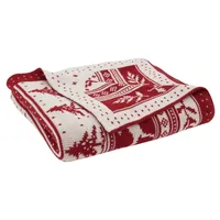 Red and White Stripe Reindeer Christmas Knit Throw